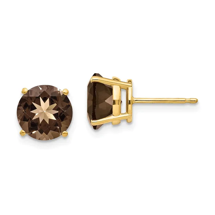 Earrings Goldia 14k Yellow Gold 8mm Round Smok Yellow Gold Quartz Earrings
