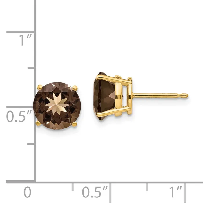 Earrings Goldia 14k Yellow Gold 8mm Round Smok Yellow Gold Quartz Earrings
