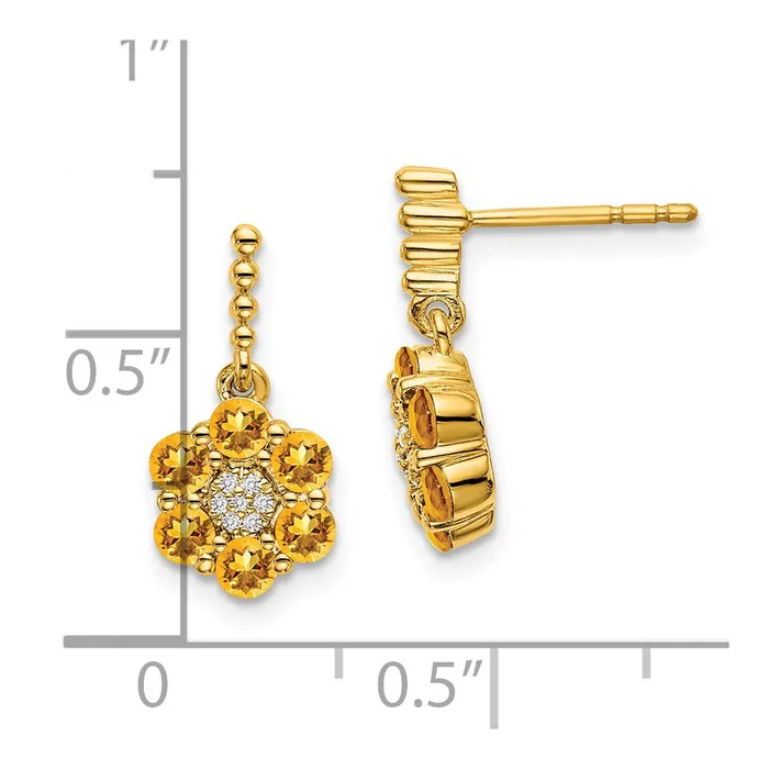 Earrings Goldia 14k Yellow Gold Citrine and Real Diamond Earrings