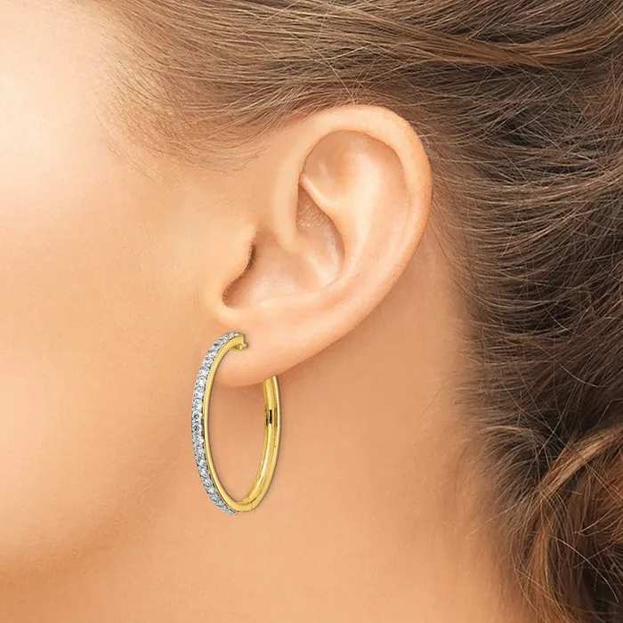 Earrings Goldia 14k Yellow Gold Real Diamond Hoop Earrings