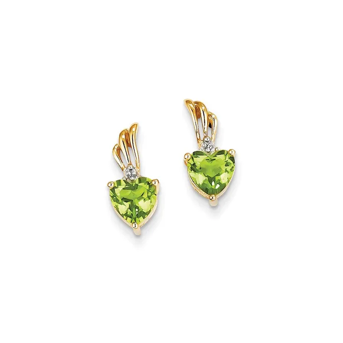 Earrings Goldia 14k Yellow Gold Real Diamond u0026 Peridot Heart Post Earrings