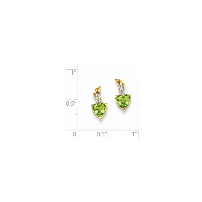 Earrings Goldia 14k Yellow Gold Real Diamond u0026 Peridot Heart Post Earrings