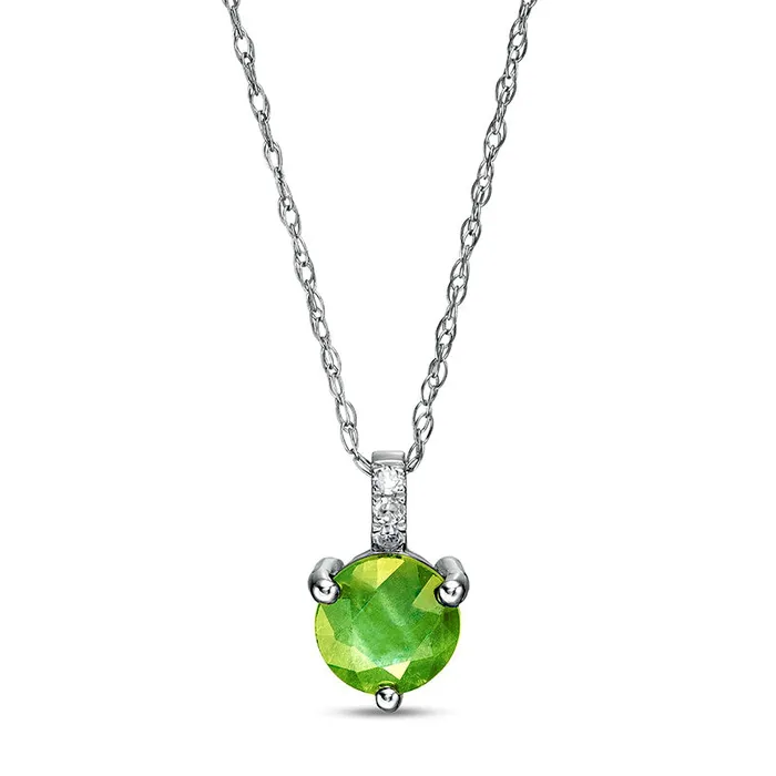 Earrings Goldia 60mm Peridot and Natural Diamond Accent Drop Pendant in 10K White Gold