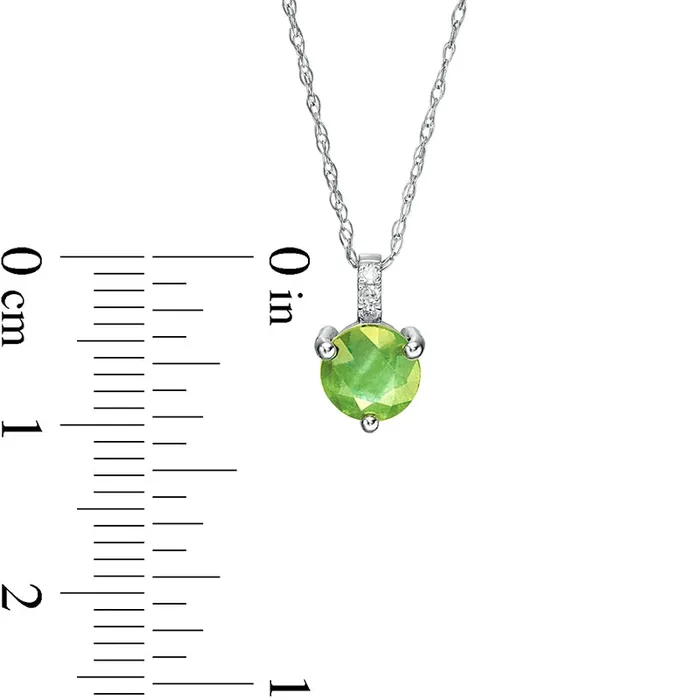 Earrings Goldia 60mm Peridot and Natural Diamond Accent Drop Pendant in 10K White Gold