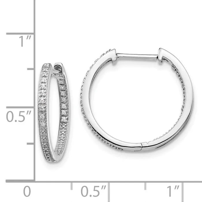 Earrings Goldia Solid 14k White Gold Polished Simulated CZ InOut Hinged Hoop Earrings