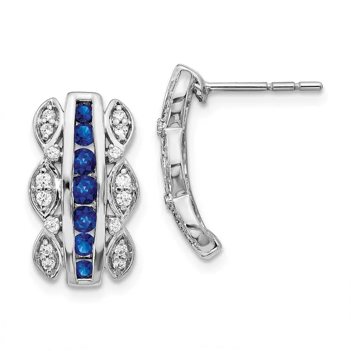 Earrings Goldia Solid 14k White Gold Simulated CZ Sapphire Fancy Earrings