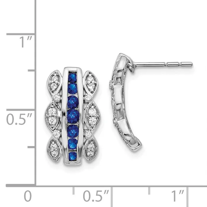 Earrings Goldia Solid 14k White Gold Simulated CZ Sapphire Fancy Earrings