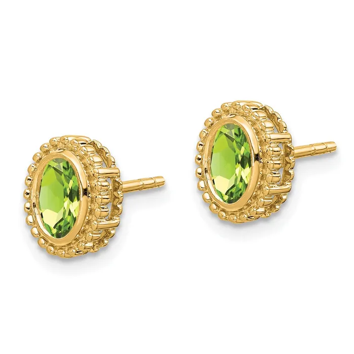 Earrings Goldia Solid 14k Yellow Gold Oval Simulated Peridot Post Earrings Earrings Goldia Solid 14k Yellow Gold Oval Simulated Peridot Post Earrings