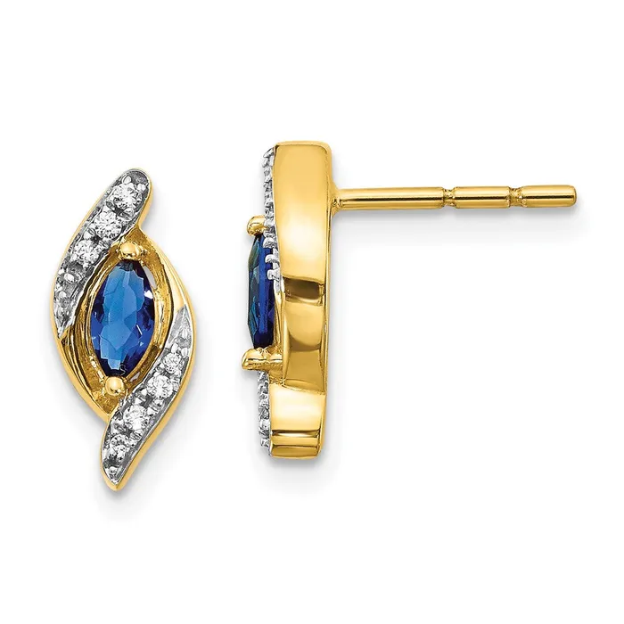 Earrings Goldia Solid 14k Yellow Gold Simulated CZ and Sapphire Earrings