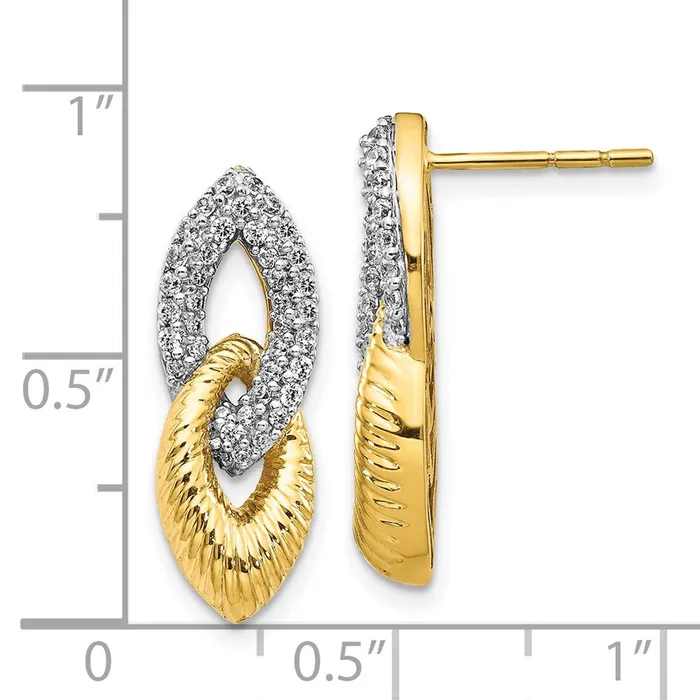 Earrings Goldia Solid 14k Yellow Rhodium Simulated CZ Fancy Post Earrings