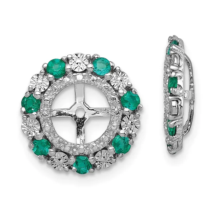 Earrings Goldia Sterling Silver Rhodium Created Emerald Earring Jacket