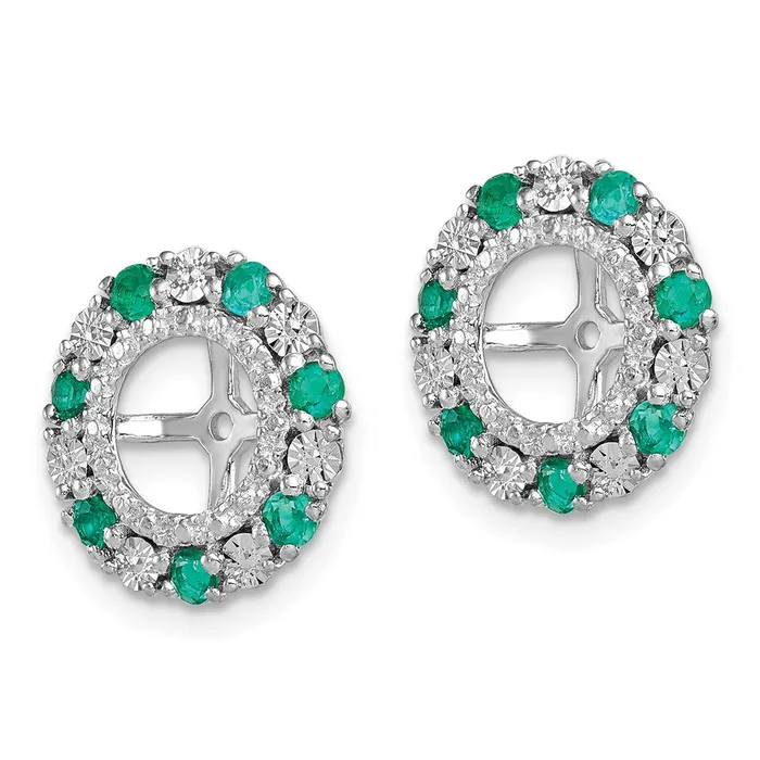 Earrings Goldia Sterling Silver Rhodium Created Emerald Earring Jacket