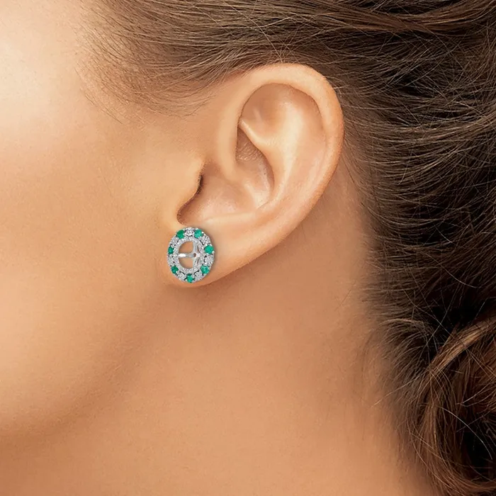Earrings Goldia Sterling Silver Rhodium Created Emerald Earring Jacket