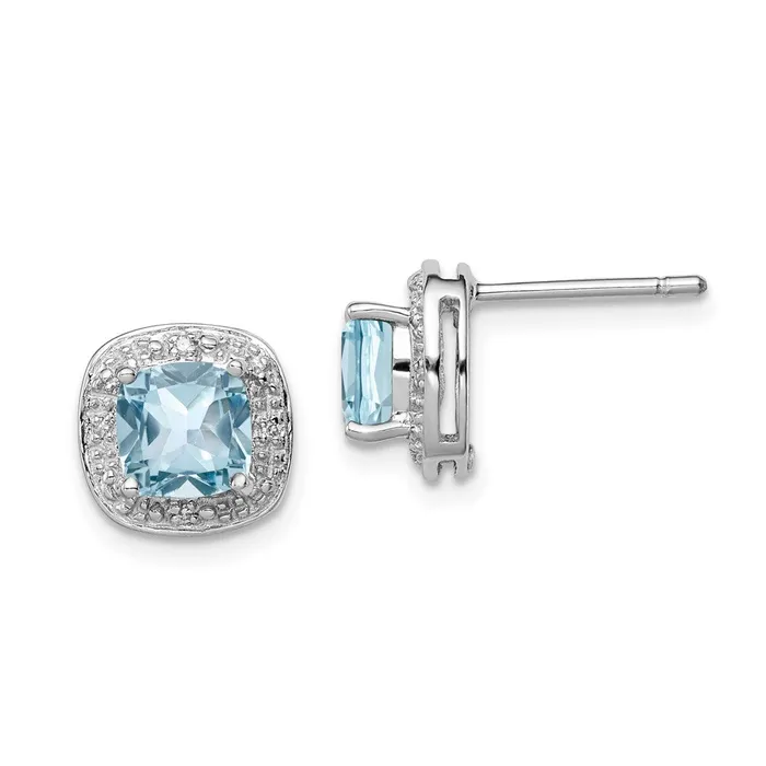 Earrings Goldia Sterling Silver Rhodiumplated Blue Topaz and Diamond Post Earrings