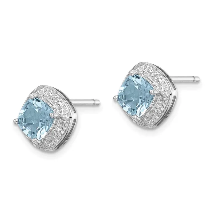Earrings Goldia Sterling Silver Rhodiumplated Blue Topaz and Diamond Post Earrings