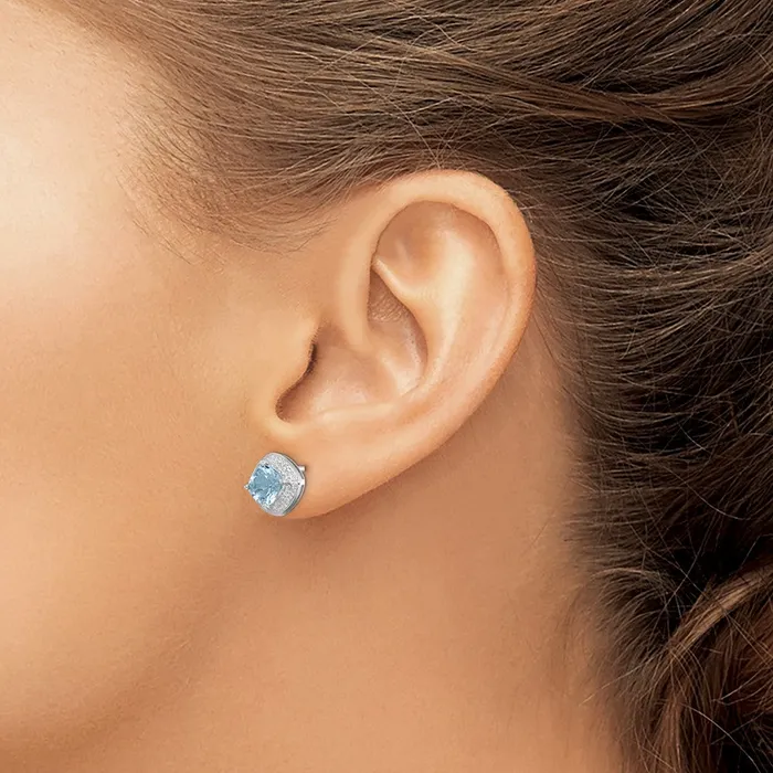 Earrings Goldia Sterling Silver Rhodiumplated Blue Topaz and Diamond Post Earrings