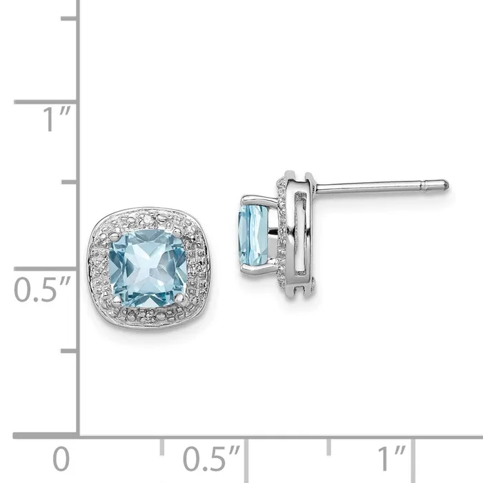 Earrings Goldia Sterling Silver Rhodiumplated Blue Topaz and Diamond Post Earrings