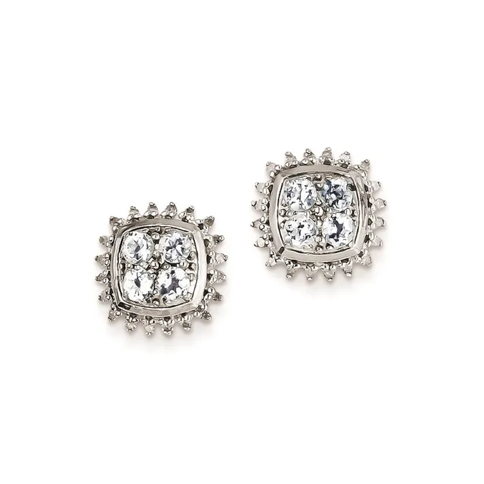Earrings Goldia Sterling Silver Rhodium Plated Diamond u0026 Aquamarine Post Earrings