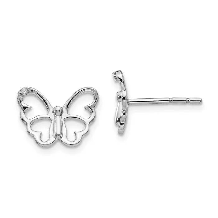 Earrings Goldia White Ice Sterling Silver Rhodiumplated Diamond Butterfly Post Earrings