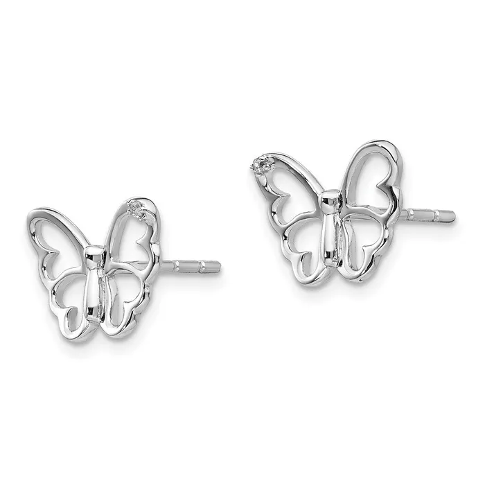 Earrings Goldia White Ice Sterling Silver Rhodiumplated Diamond Butterfly Post Earrings
