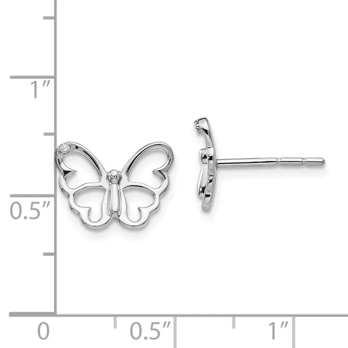 Earrings Goldia White Ice Sterling Silver Rhodiumplated Diamond Butterfly Post Earrings