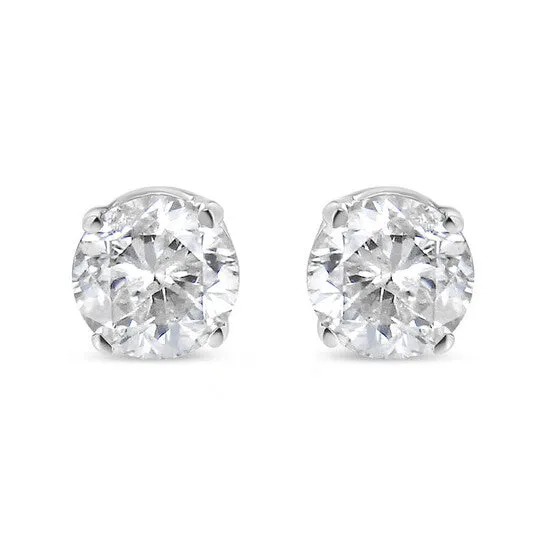 Earrings JMS always Original AGS Certified 14K White Gold 10 Cttw 4Prong Set Brilliant RoundCut Solitaire Diamond Push Back Stud Earrings GH Color SI2I1 Clarity