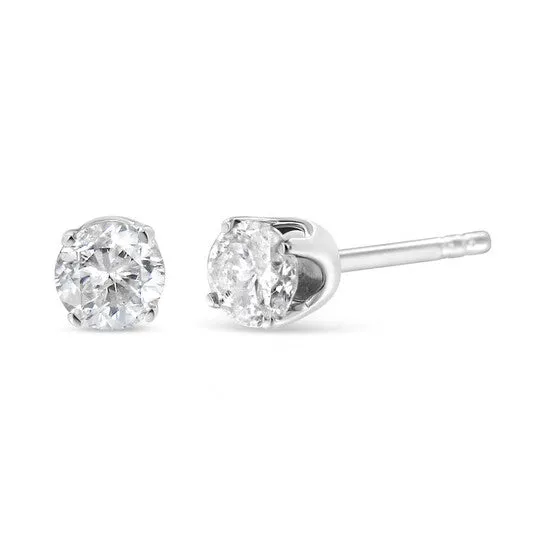 Earrings JMS always Original AGS Certified 14K White Gold 10 Cttw 4Prong Set Brilliant RoundCut Solitaire Diamond Push Back Stud Earrings GH Color SI2I1 Clarity