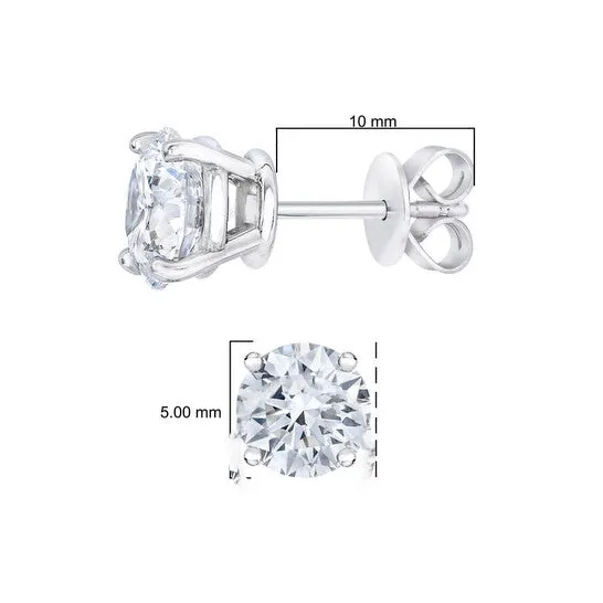 Earrings JMS always Original AGS Certified 14K White Gold 10 Cttw 4Prong Set Brilliant RoundCut Solitaire Diamond Push Back Stud Earrings GH Color SI2I1 Clarity