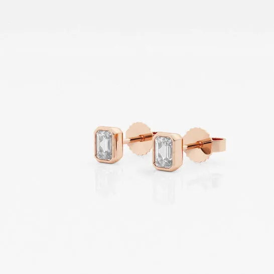 Earrings JMS always Original Brilliant Diamond 14KT Rose Gold 12 cttw EmeraldCut Lab Grown Diamond Bezel Set Solitaire Stud Earrings for Women GVSSI