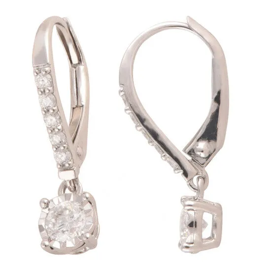 Earrings JMS always Original Diamond Muse 050 cttw 10KT White Gold Round Cut Diamond Dangle Stud Earrings for Women