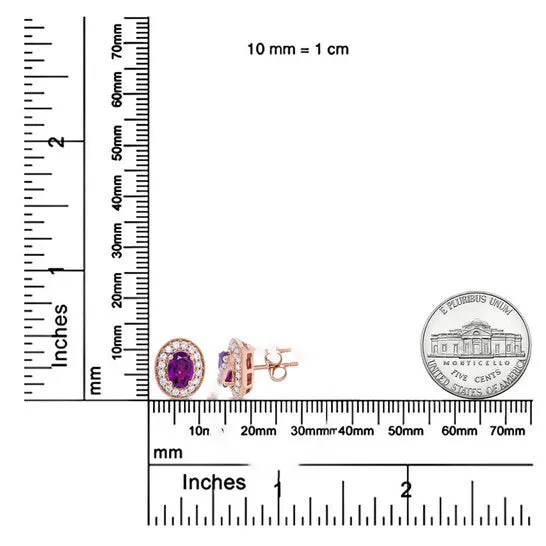 Earrings JMS always Original Haus of Brilliance 14K Rose Gold 7x5mm Cushion Cut Garnet and 38 Cttw Round Diamond Halo Stud Earrings GH Color SI1SI2 Clarity