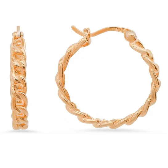 Earrings JMS always Original Kylie Harper 14k Rose Gold Over Silver Curb Chain Hoop Earrings