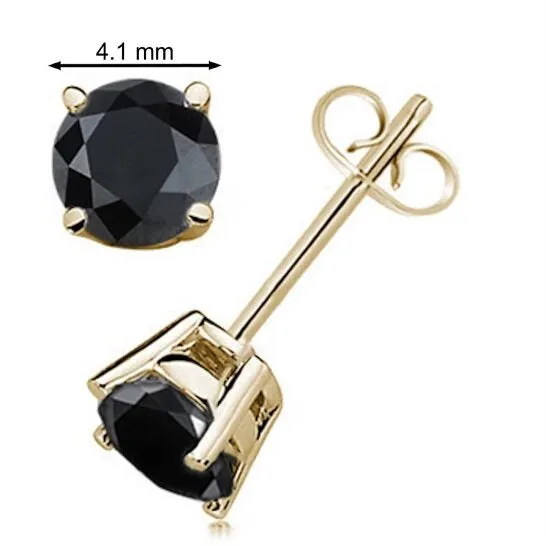 Earrings JMS always Original Maulijewels 050 Carat Black Diamond Round Natural Stud Earring Prong Set In 14K Solid White Yellow Gold