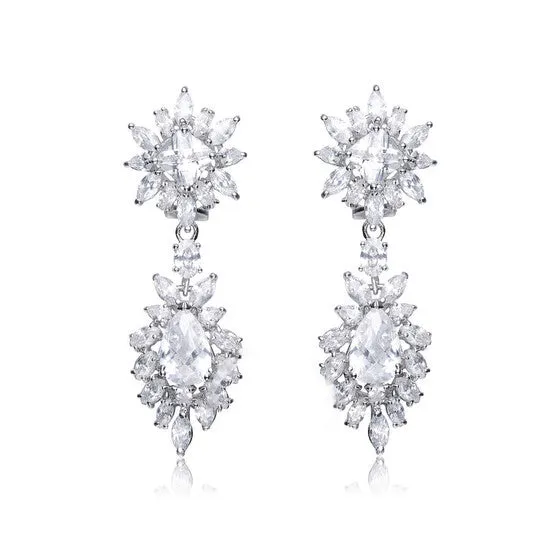 Earrings JMS always Original Megan Walford CZ Sterling Silver Cubic Zirconia Dangling Earrings