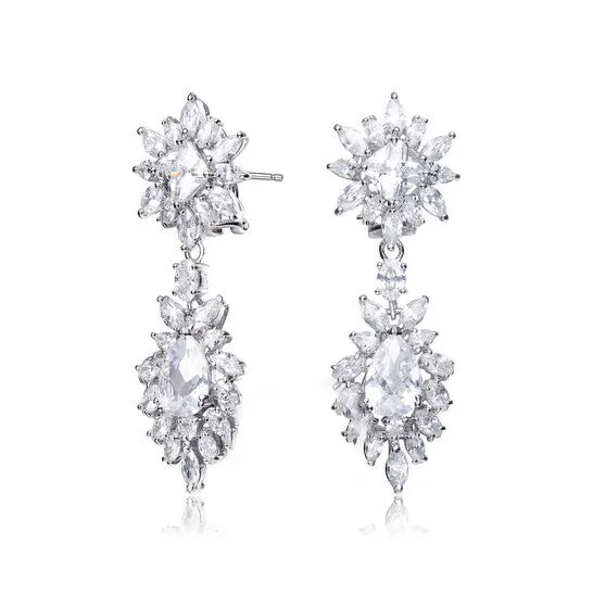 Earrings JMS always Original Megan Walford CZ Sterling Silver Cubic Zirconia Dangling Earrings