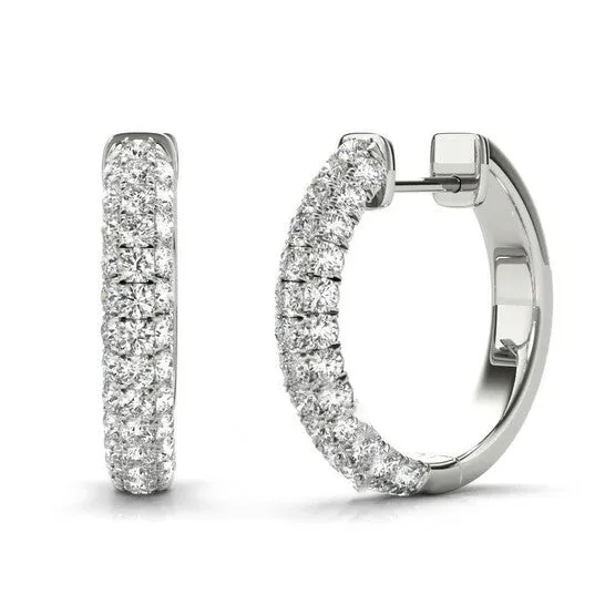 Earrings JMS always Original Tresorra 18K White Gold Three Rows Petite Diamond Hoop Earringd
