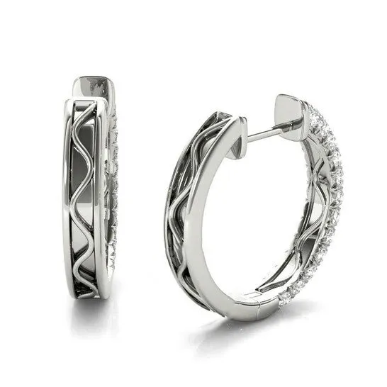 Earrings JMS always Original Tresorra 18K White Gold Three Rows Petite Diamond Hoop Earringd