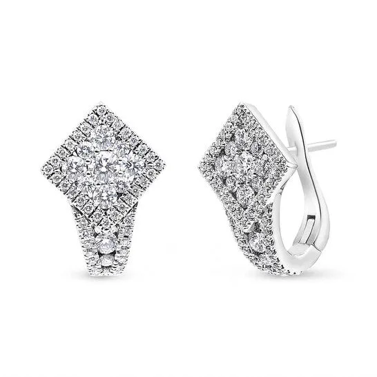 Earrings Original Haus of Brilliance 18K White Gold 1 110 Cttw Round Diamond Cluster with Halo Hoop Huggie Earring FG Color VS1VS2 Clarity JMS always