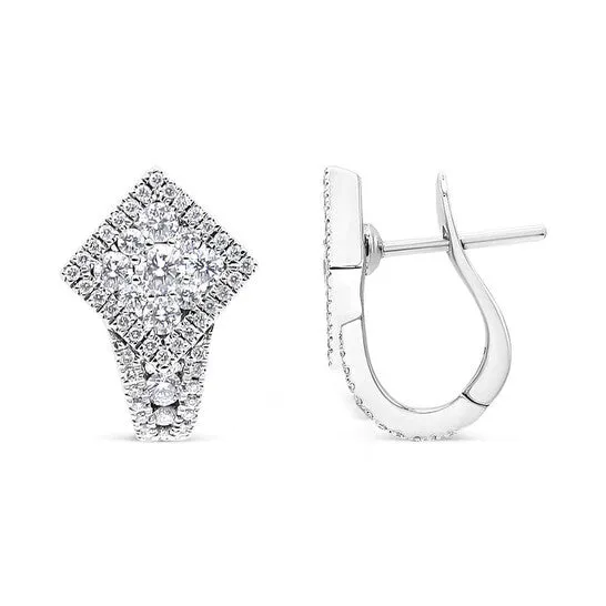 Earrings Original Haus of Brilliance 18K White Gold 1 110 Cttw Round Diamond Cluster with Halo Hoop Huggie Earring FG Color VS1VS2 Clarity JMS always