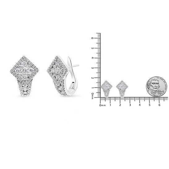Earrings Original Haus of Brilliance 18K White Gold 1 110 Cttw Round Diamond Cluster with Halo Hoop Huggie Earring FG Color VS1VS2 Clarity JMS always