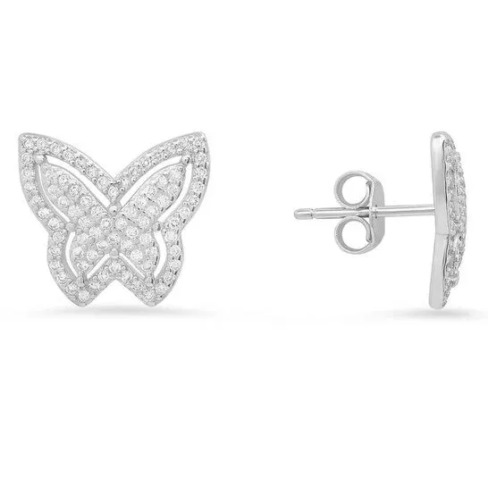 Earrings Original Kylie Harper Sterling Silver Pave Butterfly Cubic Zirconia CZ Stud Earrings JMS always