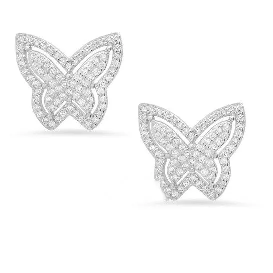 Earrings Original Kylie Harper Sterling Silver Pave Butterfly Cubic Zirconia CZ Stud Earrings JMS always
