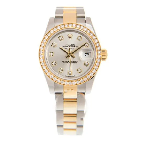 Earrings Original Rolex Lady Datejust Silver Diamond Dial Steel and 18K Yellow Gold Automatic Watch 179383SDO JMS always