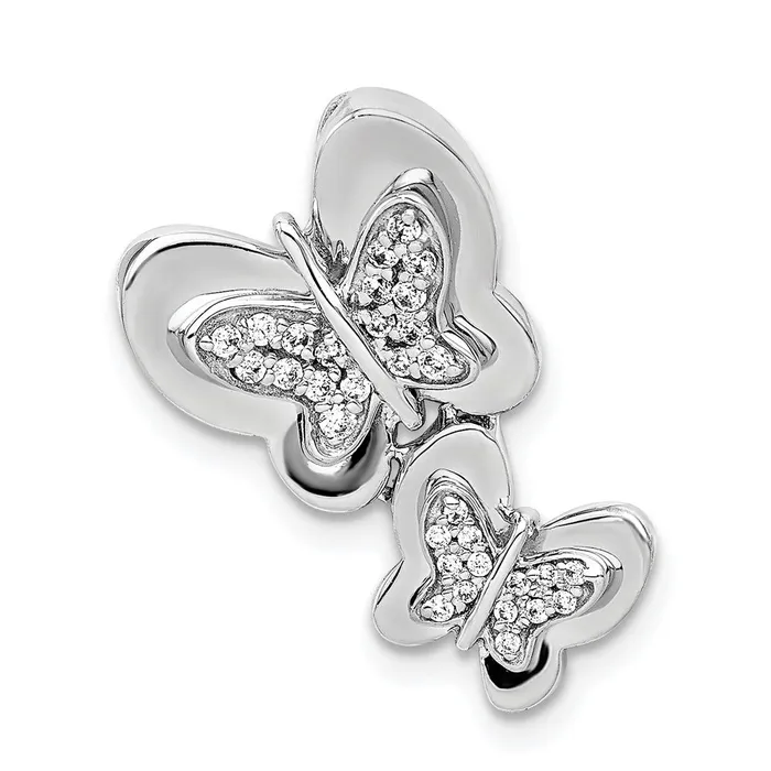Earrings Solid 14k White Gold 16ct Simulated CZ Butterfly Chain Slide Goldia