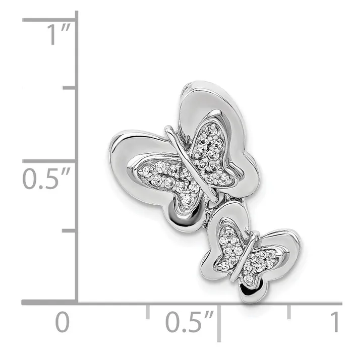 Earrings Solid 14k White Gold 16ct Simulated CZ Butterfly Chain Slide Goldia