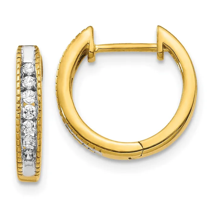 Earrings Solid 14k Yellow Gold Simulated CZ Hinged Hoop Earrings Goldia