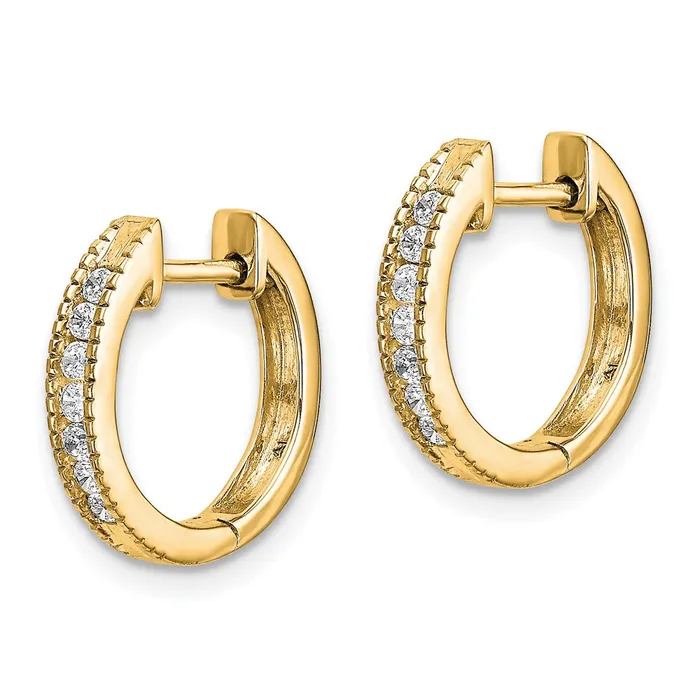 Earrings Solid 14k Yellow Gold Simulated CZ Hinged Hoop Earrings Goldia