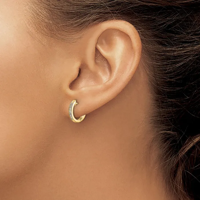 Earrings Solid 14k Yellow Gold Simulated CZ Hinged Hoop Earrings Goldia