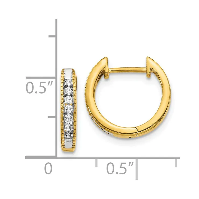 Earrings Solid 14k Yellow Gold Simulated CZ Hinged Hoop Earrings Goldia