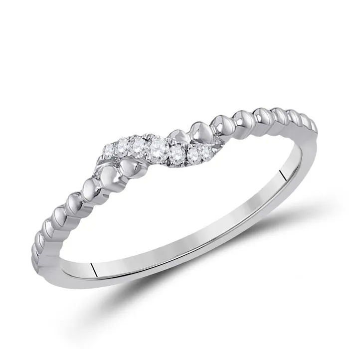 gndatlanta 14k White Gold Round Diamond Crossover Stackable Band Ring 120 Cttw Rings